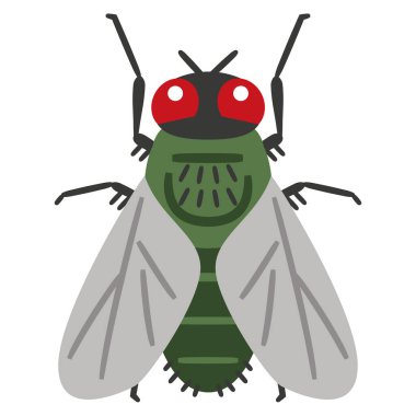 Beyaz arkaplandaki Sineklerin İllüstrasyonu.