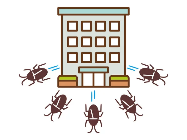 Ilustración Grupo Cucarachas Escapando Apartamento — Vector de stock