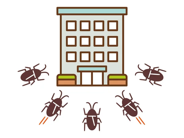 Ilustración Grupo Cucarachas Invadiendo Apartamento — Vector de stock