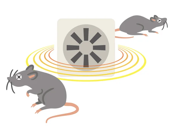 Vektorová Ilustrace Ultrazvukového Odpuzovače Potkanů Izolovaného Bílém Pozadí Plochém Stylu — Stockový vektor