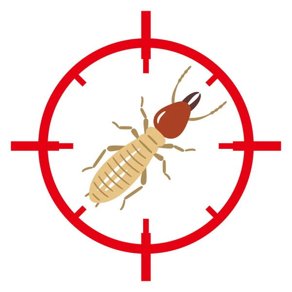 Icono Termita Blanco Rojo Señal Control Plagas Insectos — Vector de stock