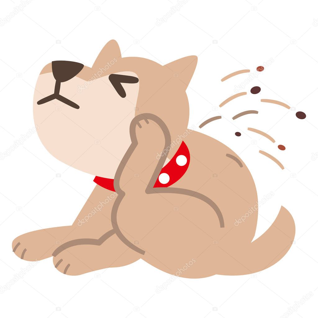 Illustration of a dog scratching its body