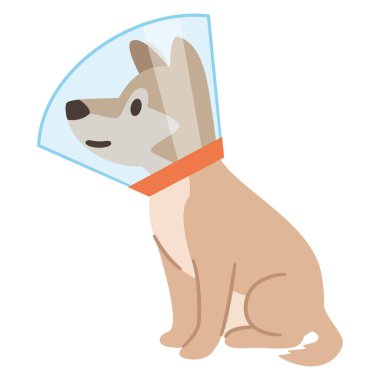 Beyaz bir arka planda Elizabeth yakasına sarılmış bir köpeğin tasviri.