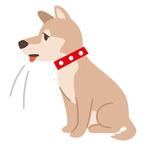 Illustration Hund Som Har Svårt Att Andas Vit Bakgrund — Stock vektor