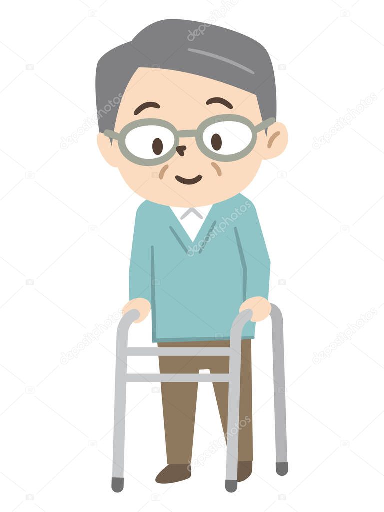 Senior man using a walker