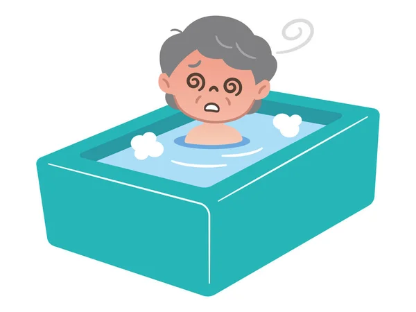 Γιαγιά Ζεσταίνεται Στο Μπάνιο — Διανυσματικό Αρχείο