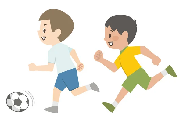 Иллюстрация Мальчиков Играющих Футбол — стоковый вектор