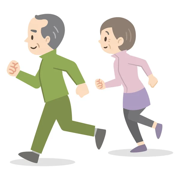 Ilustración Una Pareja Ancianos Corriendo — Vector de stock