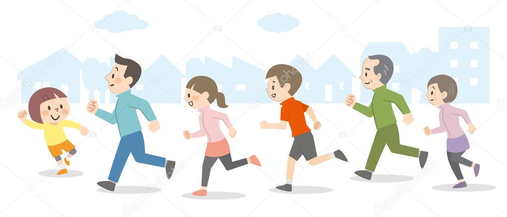 Illustration of people running outdoors