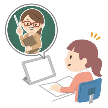 Çevrimiçi kursa giden bir kızın resmi