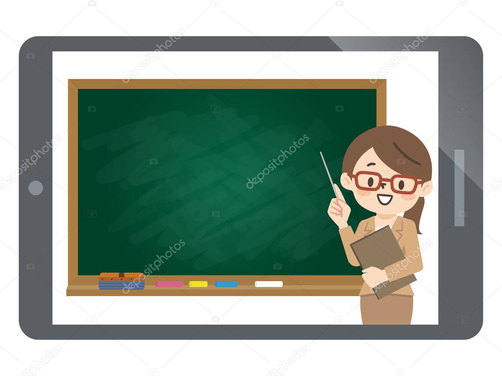 Female teacher giving online lessons