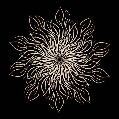 Mandala. Beyaz arka plan üzerinde izole yuvarlak çiçek süsleme. Dekoratif öğe. Vektör çizim davetiye, tebrik kartları için anahat, T-shirt ve diğer öğeleri Yazdır.