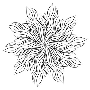 Mandala. Beyaz arka plan üzerinde izole yuvarlak çiçek süsleme. Siyah ve beyaz anahat vektör çizim davetiye, tebrik kartları, T-shirt üzerine baskı ve diğer öğeler için.
