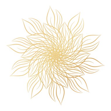 Mandala. Beyaz arka plan üzerinde izole yuvarlak çiçek süs tasarım öğesi. Vektör çizim davetiye, tebrik kartları için anahat, T-shirt ve diğer öğeleri Yazdır.