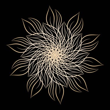 Mandala. Yuvarlak çiçek süs tasarım öğesi. Vektör çizim davetiye, tebrik kartları için anahat, T-shirt ve diğer öğeleri Yazdır.