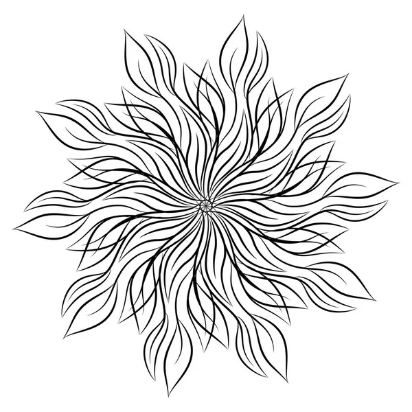 Mandala. Beyaz arka plan üzerinde izole yuvarlak çiçek süsleme. Siyah ve beyaz anahat vektör çizim davetiye, tebrik kartları, T-shirt üzerine baskı ve diğer öğeler için.
