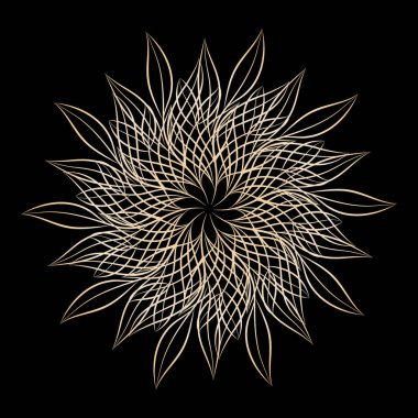 Mandala. Yuvarlak çiçek süs tasarım öğesi. Vektör çizim davetiye, tebrik kartları için anahat, T-shirt ve diğer öğeleri Yazdır.