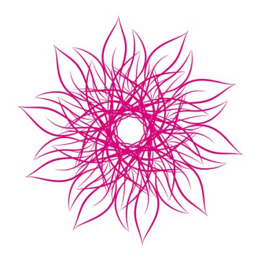 Mandala. Beyaz arka plan üzerinde izole yuvarlak çiçek süs tasarım öğesi. Vektör çizim davetiye, tebrik kartları için anahat, T-shirt ve diğer öğeleri Yazdır.