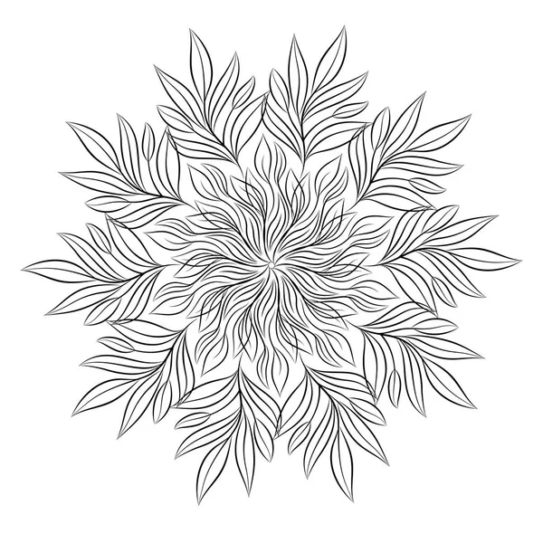 Мандала. Круглый цветочный орнамент изолирован на белом фоне. Черно-белый контур векторной иллюстрации для приглашений, поздравительных открыток, печати на футболках и других предметов . — стоковый вектор