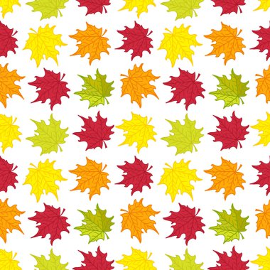 Dikişsiz desen renkli sonbahar akçaağaç, kağıt, duvar kağıdı, desen dolgularını, web sayfası arka planı ve daha fazla sarma için bırakır. Vektör çizim. Eps10.
