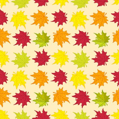 Dikişsiz desen renkli sonbahar akçaağaç, kağıt, duvar kağıdı, desen dolgularını, web sayfası arka planı ve daha fazla sarma için bırakır. Vektör çizim. Eps10.