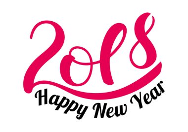 2018 mutlu yeni yıl. Yeni yıl tasarım için tipografik öğe. Beyaz arka plan üzerinde izole vektör çizim.