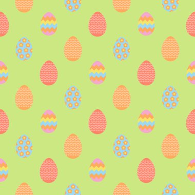 Kağıt, duvar kağıdı, web sayfası arka planı ve daha fazla kaydırma için renkli yumurta Paskalya seamless modeli.