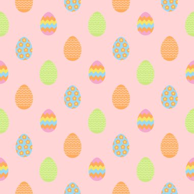 Kağıt, duvar kağıdı, web sayfası arka planı ve daha fazla kaydırma için renkli yumurta Paskalya seamless modeli.