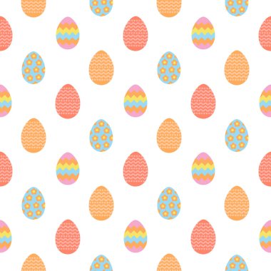 Kağıt, duvar kağıdı, web sayfası arka planı ve daha fazla kaydırma için renkli yumurta Paskalya seamless modeli.