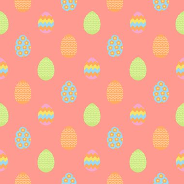Kağıt, duvar kağıdı, web sayfası arka planı ve daha fazla kaydırma için renkli yumurta Paskalya seamless modeli.