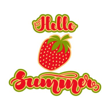 Çilek düz stil ve el yazısı harflerle 
