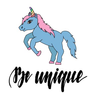 El sevimli tek boynuzlu at çizilmiş ve 