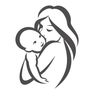anne ve çocuk vektör simgesi beyaz arkaplanda izole edildi