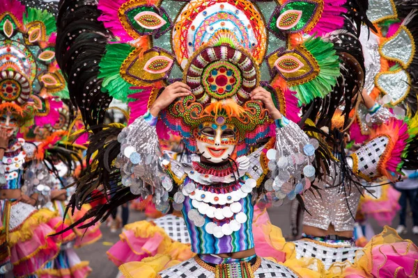 Parade Colorful Smiling Mask 2018 Masskara Festival Bacolod City Philippines — Stock Photo, Image