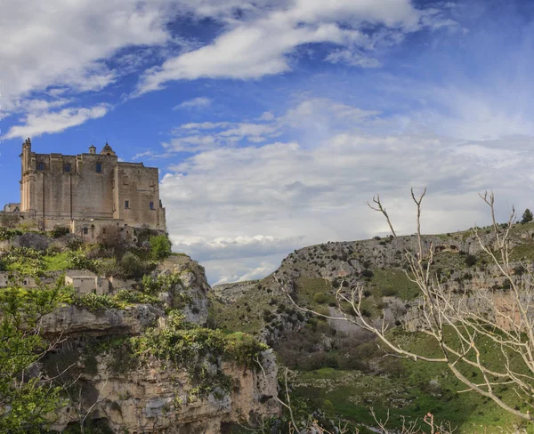 Centro Storico Matera Con Convento Sant Agostino Adagiato Una Ripida — Foto Stock