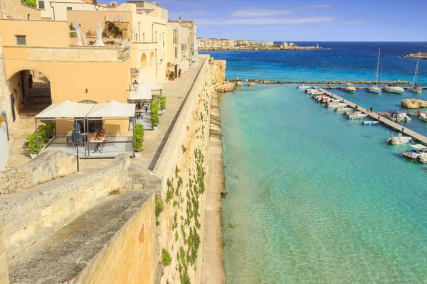 Salento Küste Panorama Des Hafens Von Otranto Italy Apulia Blick — Stockfoto