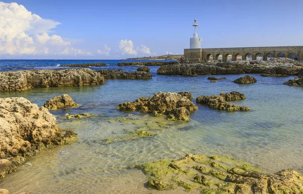 Der Weiße Leuchtturm Von Otranto Stadt Salento Halbinsel Apulien Region — Stockfoto