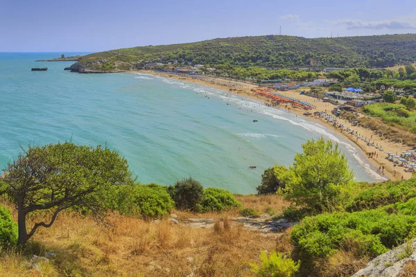 Mooiste Stranden Van Apulië Manaccora Bay Omgeven Door Twee Rotsen — Stockfoto