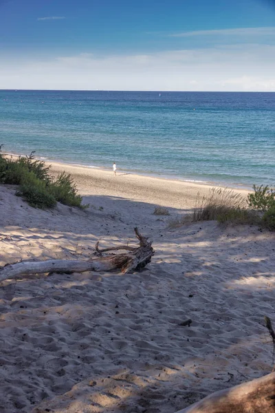 Uitzicht Alimini Strand Apulië Italië Eenzame Wandeling Aan Kust — Stockfoto