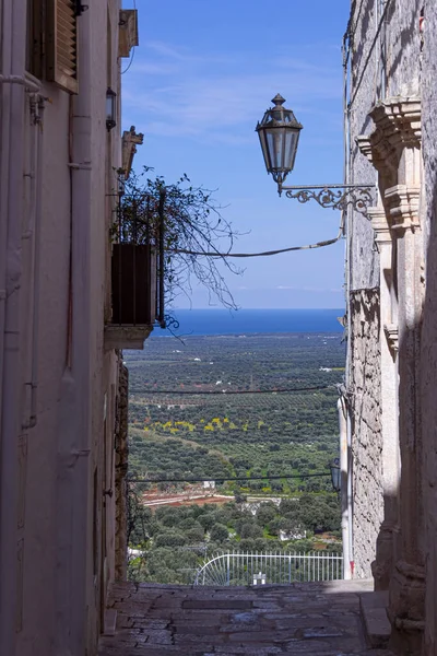 Oude Stad Van Ostuni Apulië Italië Zicht Horizon Zee Typisch — Stockfoto