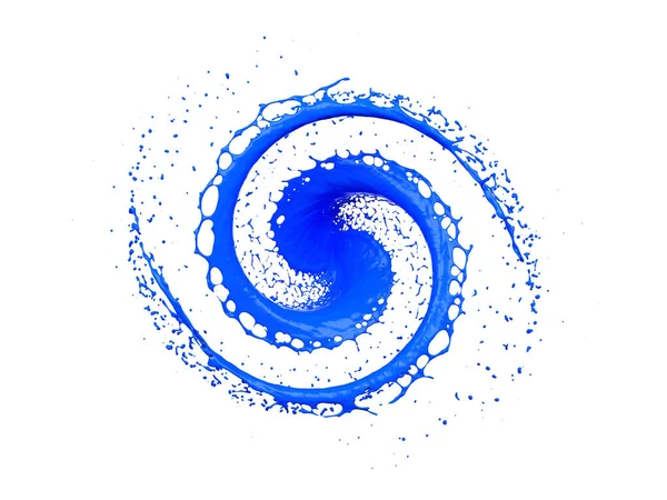 Blue Liquid Splashing Circle Drops Isolated White Background Rendering — Stock Photo, Image