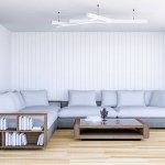 Salon blanc contemporain intérieur avec mur vide, rendu 3D