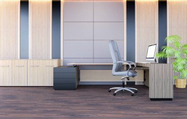 Modern ofis çalışma odası iç, 3d render