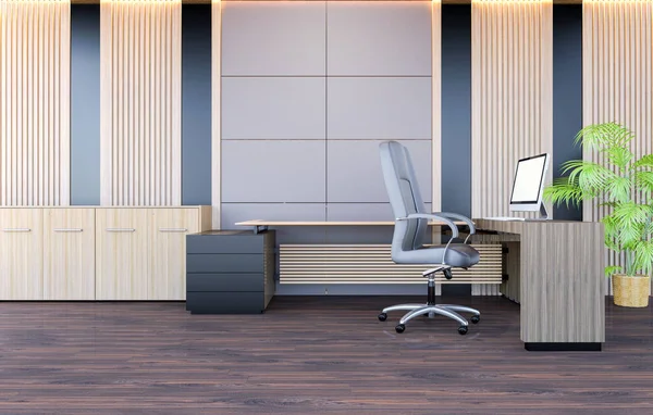 Modern Office Working Room Interior Rendering — Stock Photo, Image