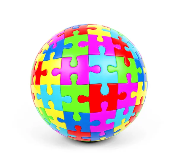Colorful Spherical Puzzle White Background Rendering — Stock Photo, Image