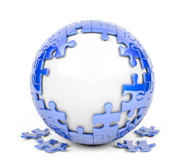 Eksik parçalar ve orta, boş alanı ile küresel bulmaca 3d render