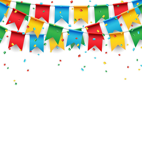 Party celebration flag on white background, vector illustration