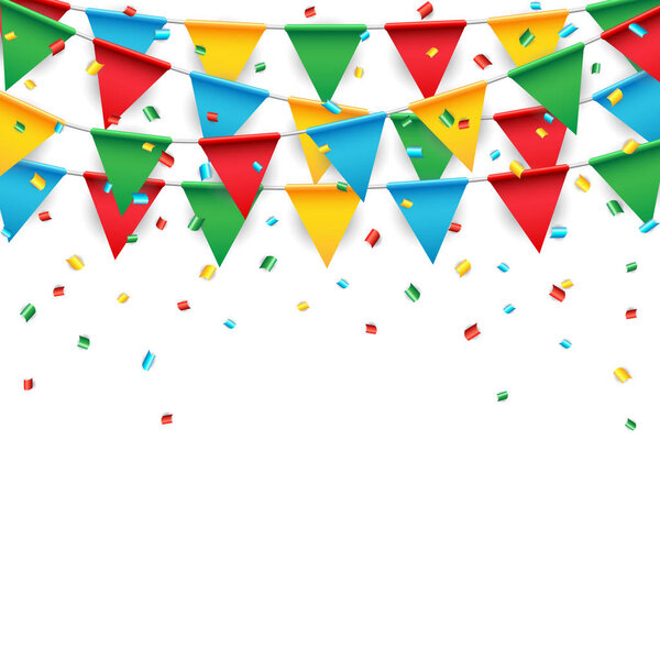 Party celebration flag on white background, vector illustration