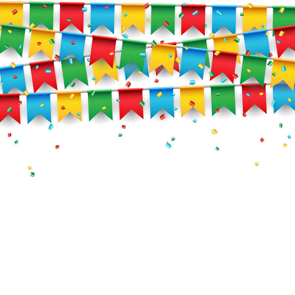 Party celebration flag on white background, vector illustration