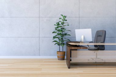 Modern ofis çalışma odası iç kopya alanı, 3d render ile